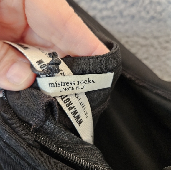 Mistress Rocks Womens Pants Sz L Black With Chiffon Overlay At Waist Back Zip - Picture 13 of 16